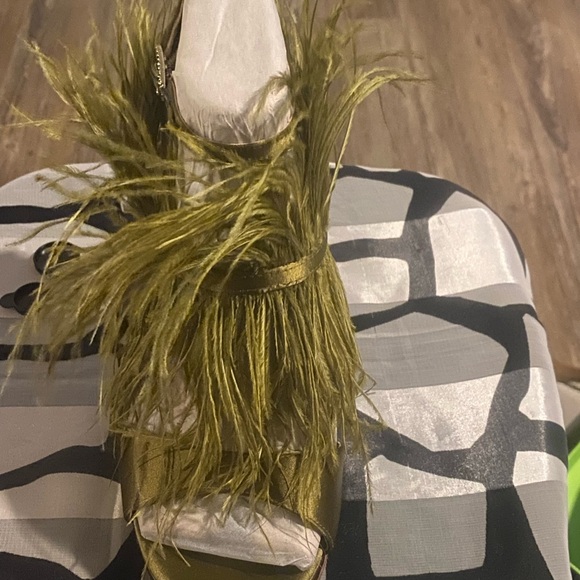 Sam Edelman Green Heels with Feather Detail